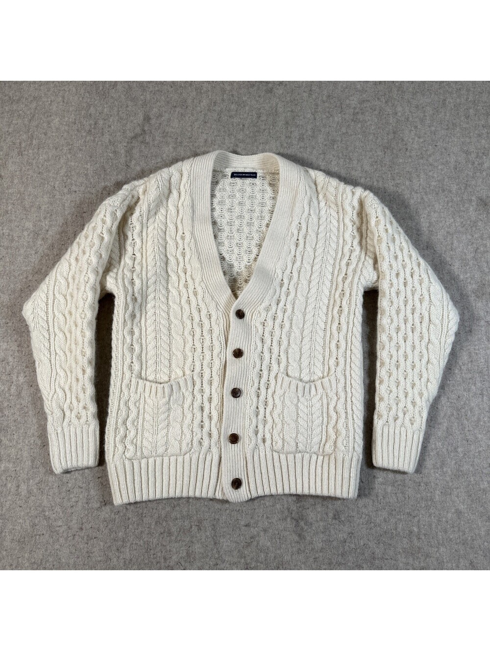 Brandy Melville Cardigan Sweater Wool Cream Cable Knit Button-Up